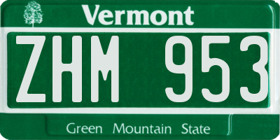 VT license plate ZHM953