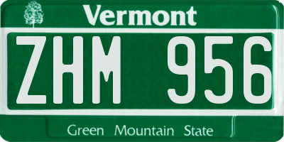 VT license plate ZHM956