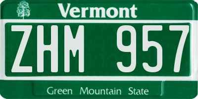 VT license plate ZHM957
