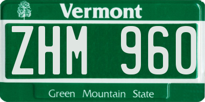 VT license plate ZHM960