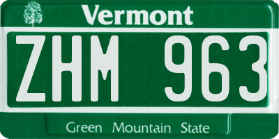 VT license plate ZHM963