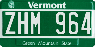 VT license plate ZHM964