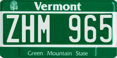 VT license plate ZHM965