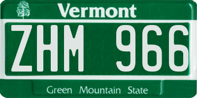 VT license plate ZHM966
