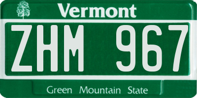 VT license plate ZHM967