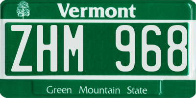 VT license plate ZHM968