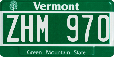VT license plate ZHM970