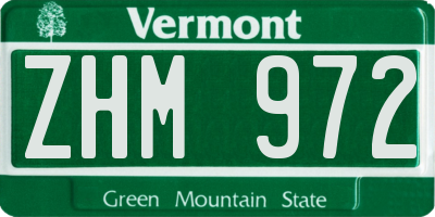 VT license plate ZHM972