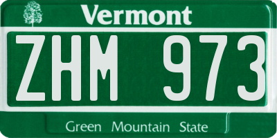 VT license plate ZHM973