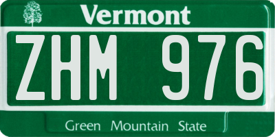 VT license plate ZHM976