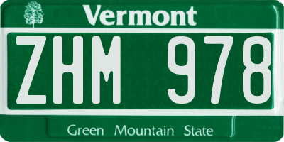 VT license plate ZHM978