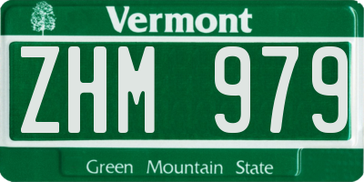 VT license plate ZHM979