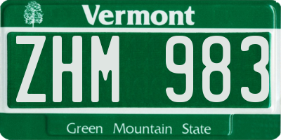 VT license plate ZHM983