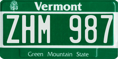 VT license plate ZHM987