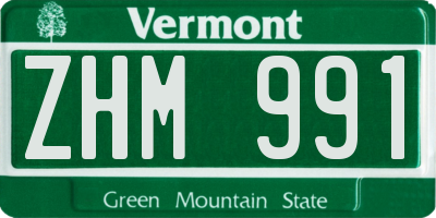 VT license plate ZHM991