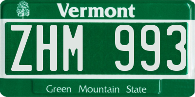 VT license plate ZHM993