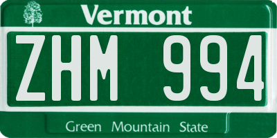 VT license plate ZHM994