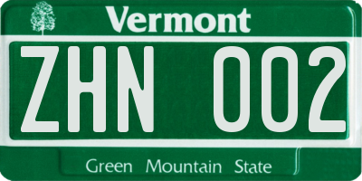VT license plate ZHN002