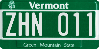 VT license plate ZHN011
