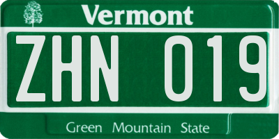 VT license plate ZHN019