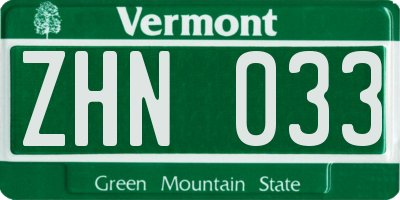 VT license plate ZHN033