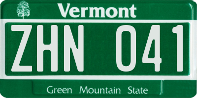 VT license plate ZHN041