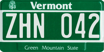 VT license plate ZHN042