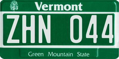 VT license plate ZHN044