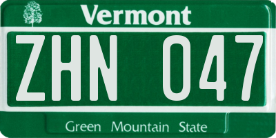 VT license plate ZHN047