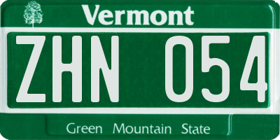 VT license plate ZHN054