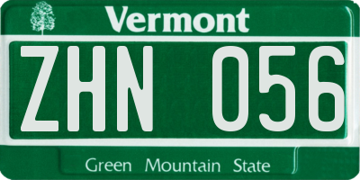 VT license plate ZHN056