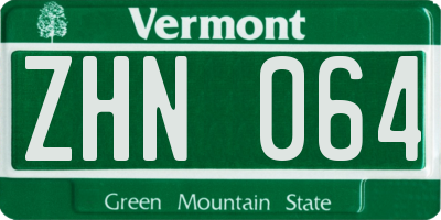 VT license plate ZHN064