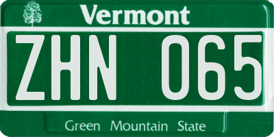VT license plate ZHN065