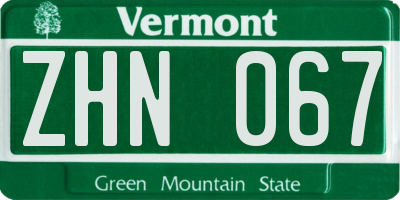 VT license plate ZHN067