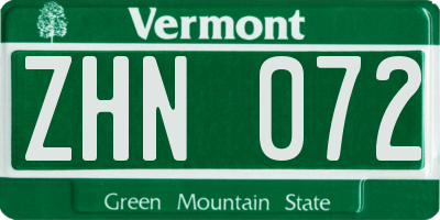 VT license plate ZHN072