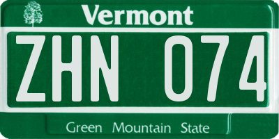 VT license plate ZHN074