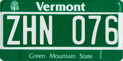 VT license plate ZHN076
