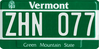VT license plate ZHN077