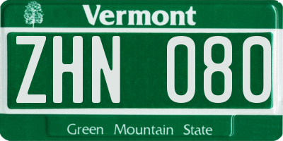 VT license plate ZHN080