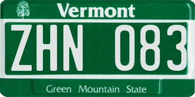 VT license plate ZHN083
