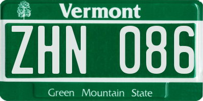 VT license plate ZHN086