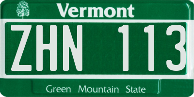 VT license plate ZHN113