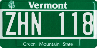 VT license plate ZHN118