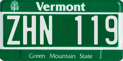 VT license plate ZHN119