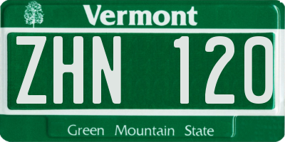 VT license plate ZHN120