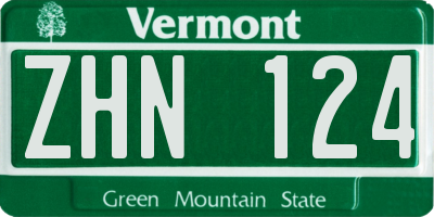 VT license plate ZHN124