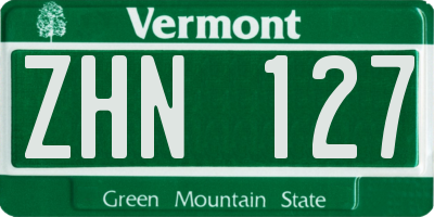 VT license plate ZHN127