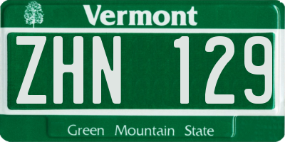 VT license plate ZHN129
