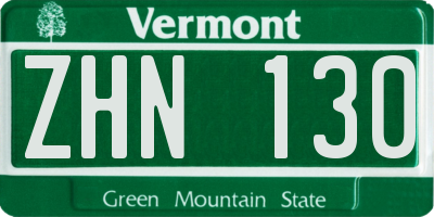 VT license plate ZHN130