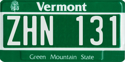 VT license plate ZHN131
